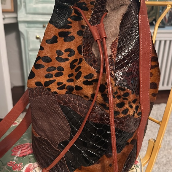 Vintage NWOT Carlos Falchi Patchwork Leather Long Shoulder bag - Picture 4 of 10